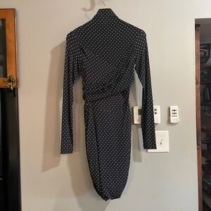 Rag & Bone Polka Dot Long Sleeve Midi Dress Ruched Black Career‎ Casual S
